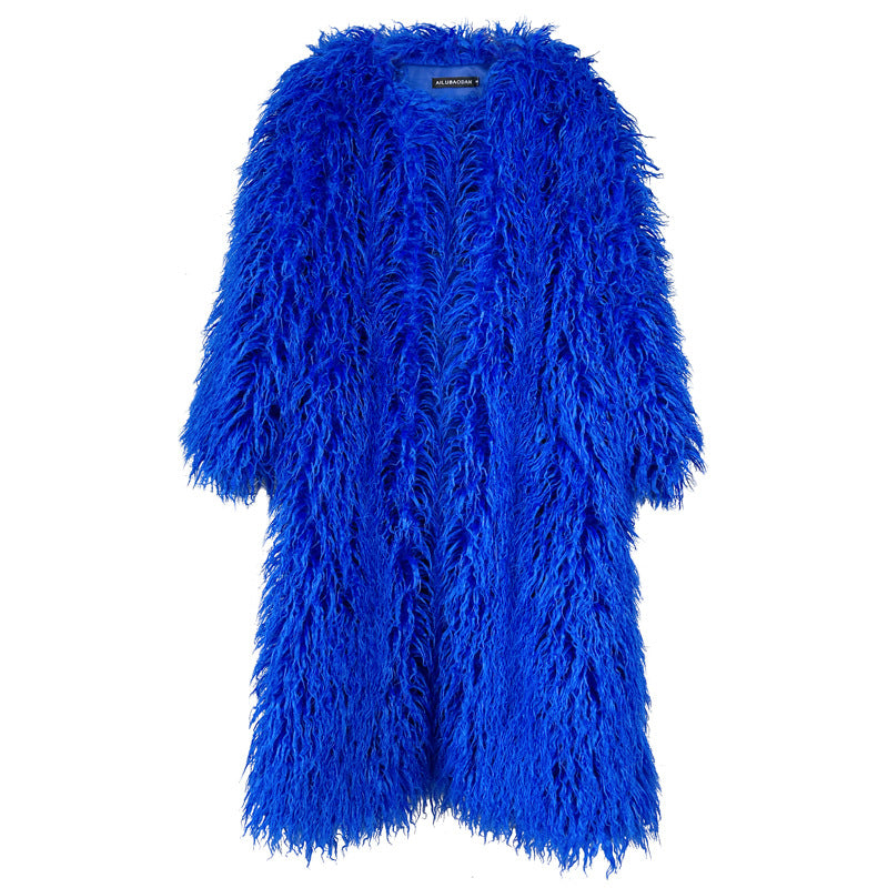 Imitation Tan Wool Extended Furry Color Coats
