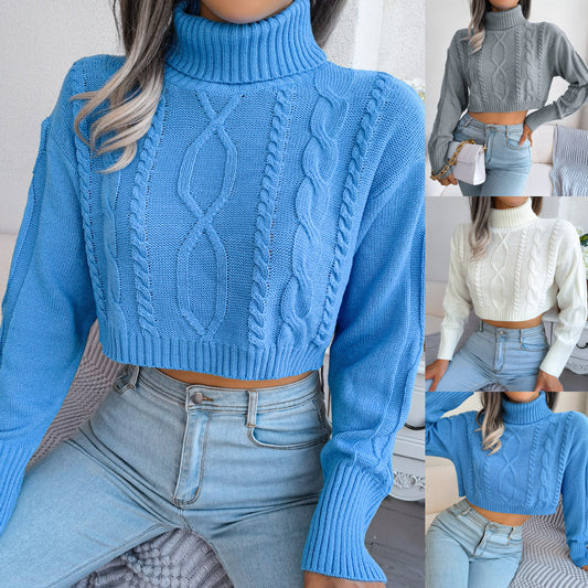 Women's Clearance Fashion Twist Long Sleeve High Sweater
