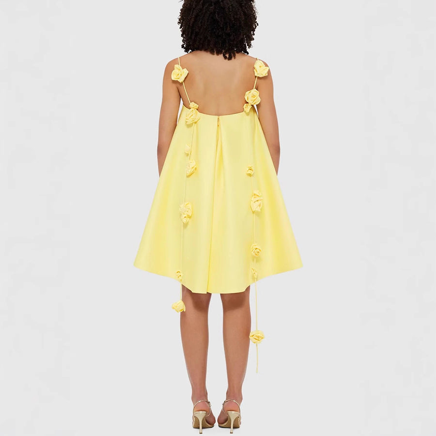 Women's Sling Satin Dress Casual Loose Vacation Dresses