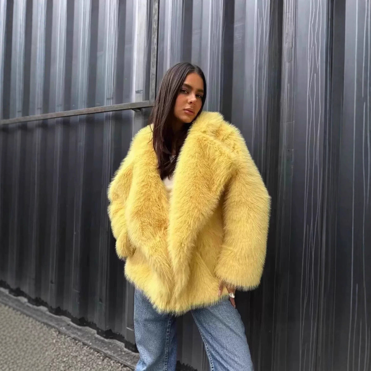Women's Winter Faux Fur Loose Mixed Color Coats