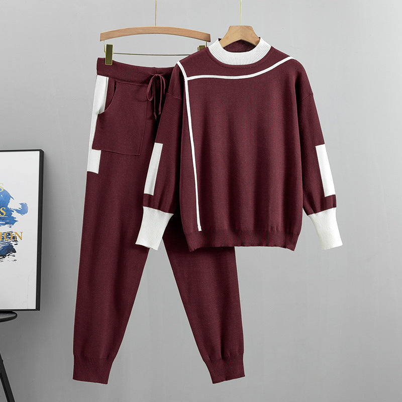 Women's Korean Style Fashionable Graceful Knitted Two-piece Fashion Casual Suit