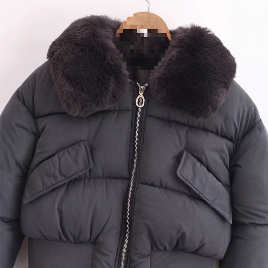 Women's Personalized Detachable Fur Collar Cotton Coats