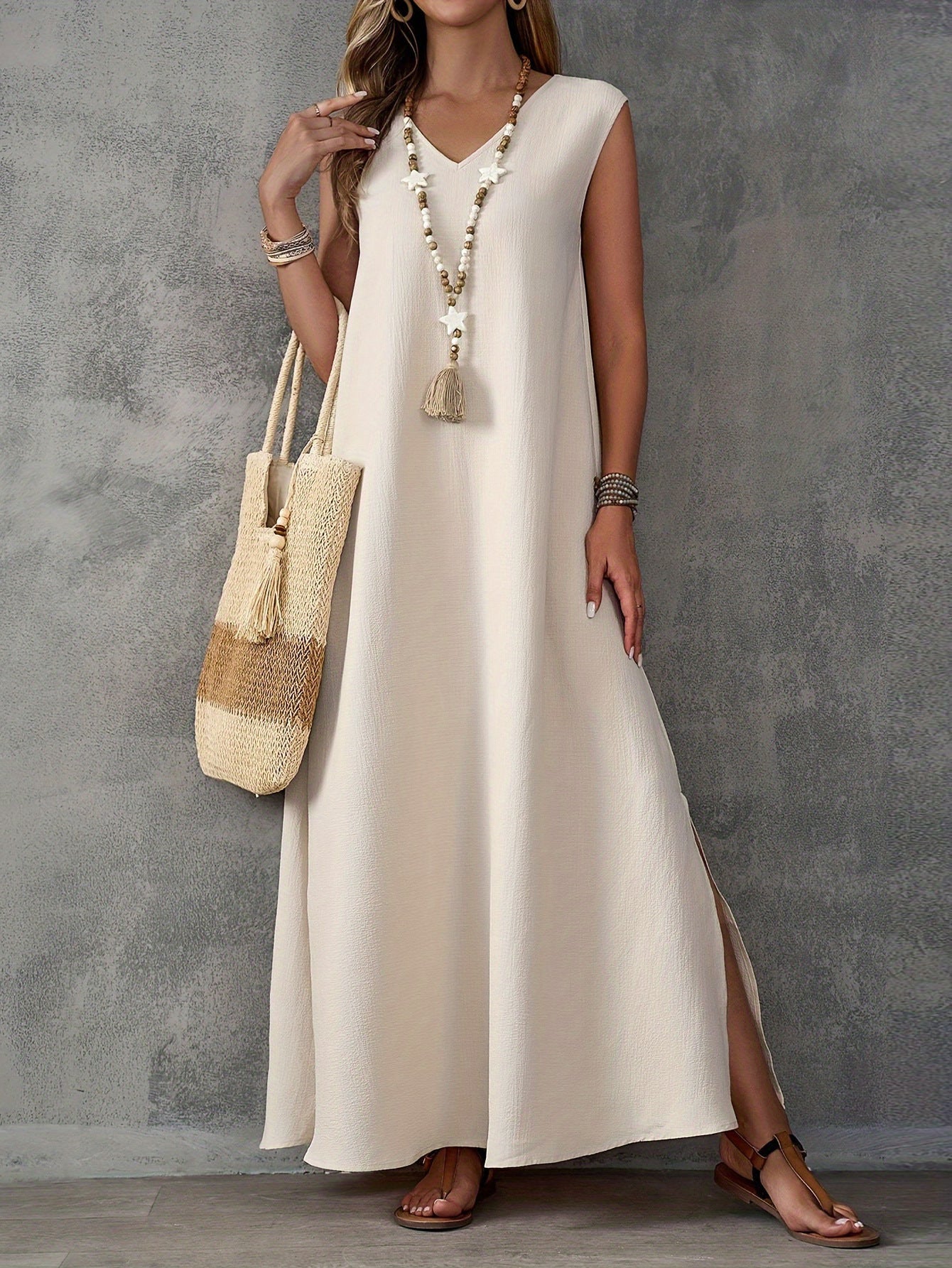 Women's Summer Sleeveless Side Slit Elegant Dress