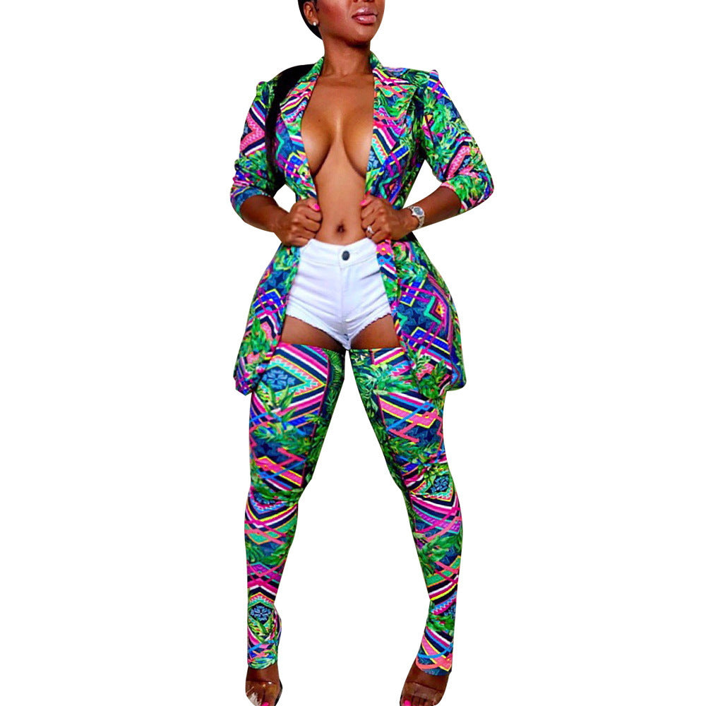 Fit Long Coaster Two-piece Set Nightclub Coats