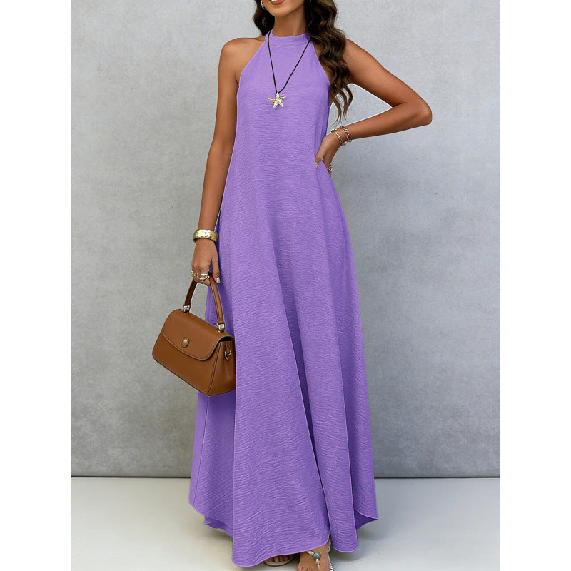 Women's Loose Large Sleeveless Solid Color Wide Hem Vacation Style Long Dress