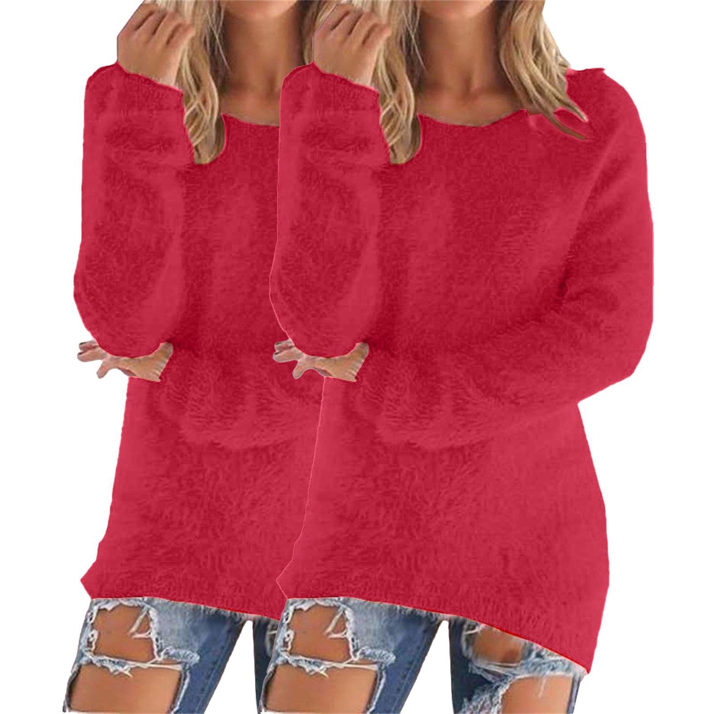 Women's Fashion Wear Winter Round Neck Fleece Sweater