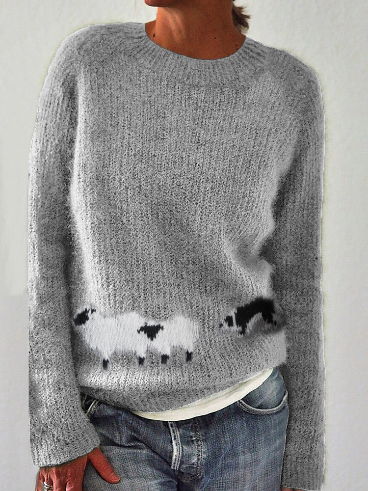 Women's Round Neck Multicolor Loose Fashion Pullover Sweater