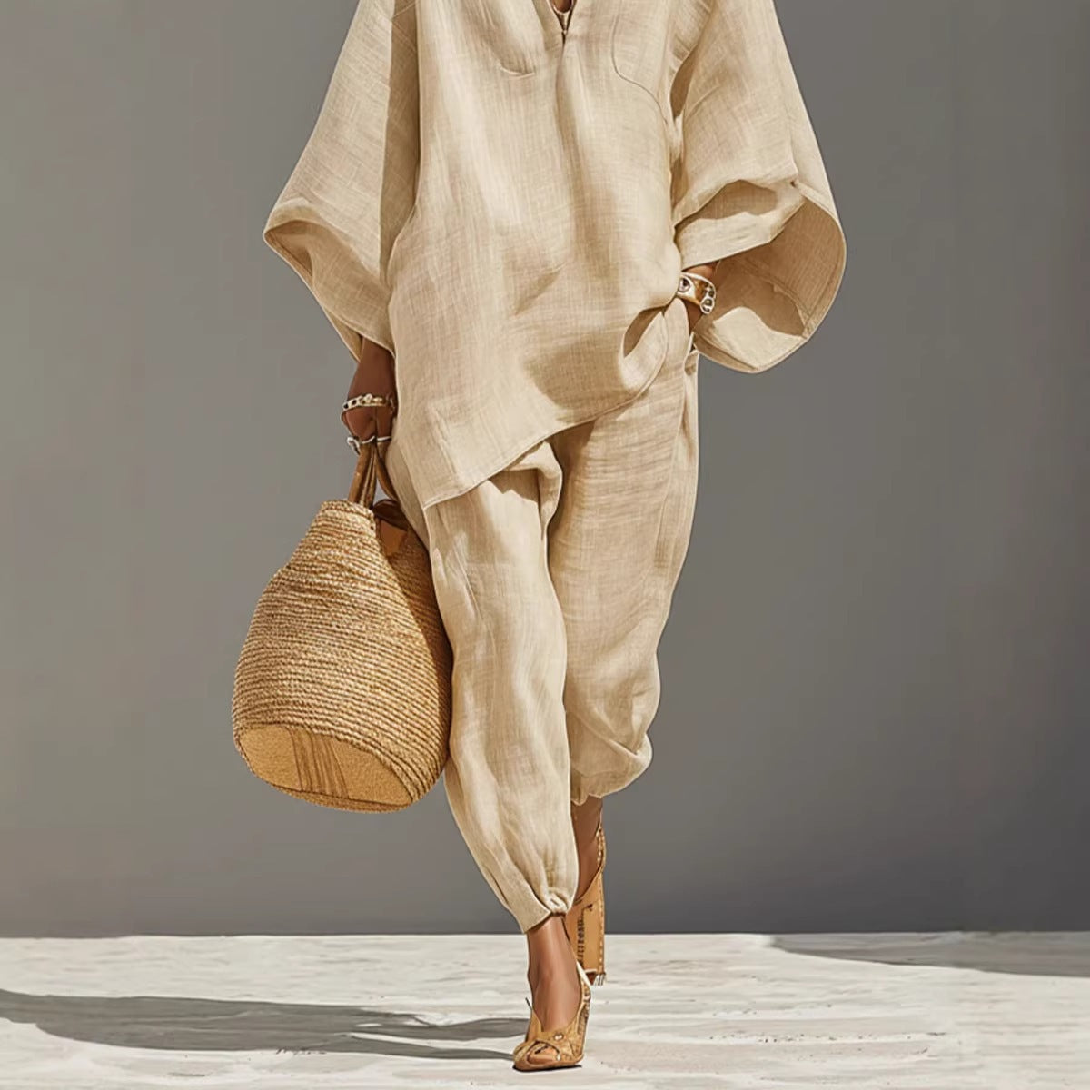 Women's Wear Style Design Batwing Sleeve Lazy Fashion Casual Suit