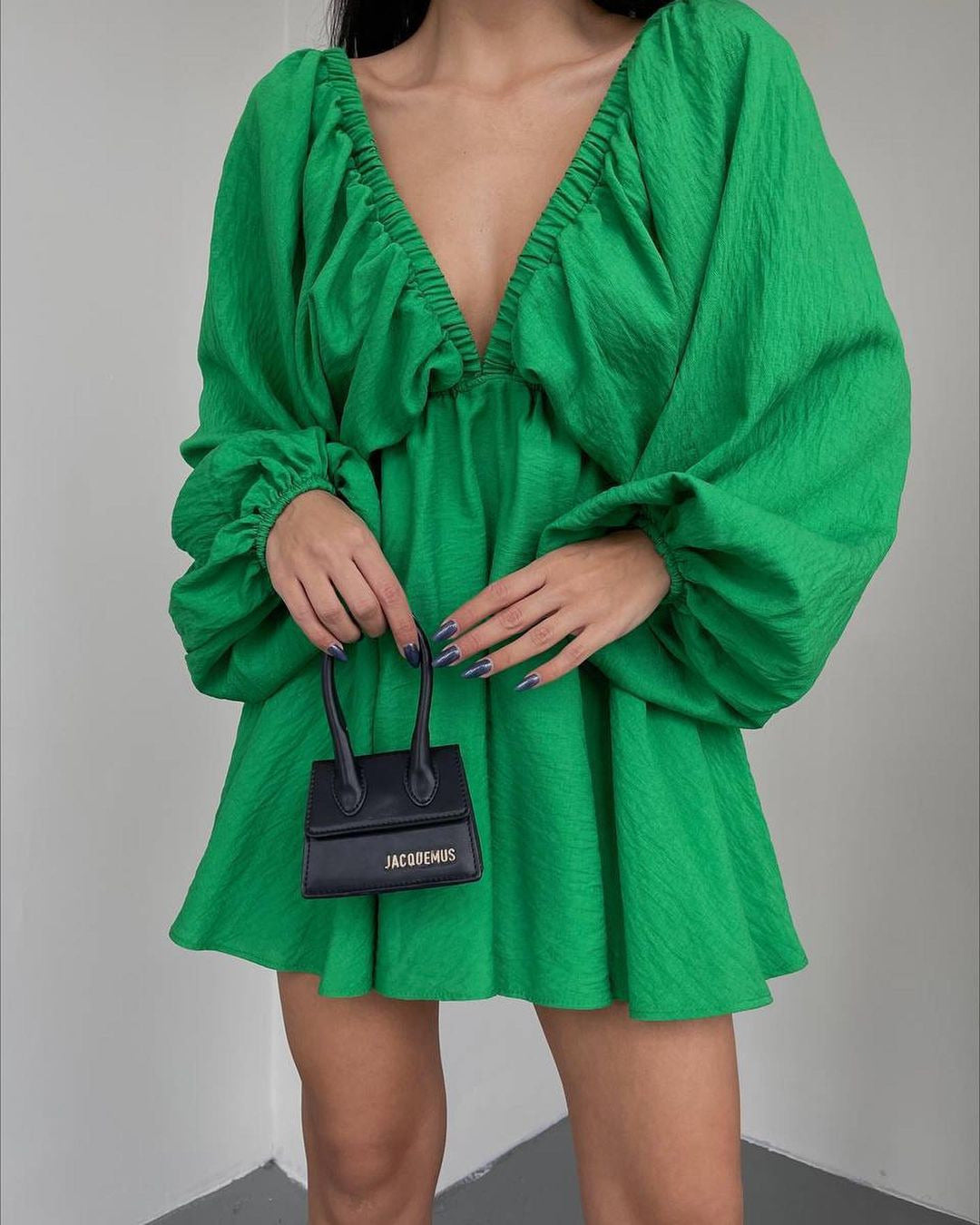 Stylish Dress Design Puff Sleeve Swing Dresses