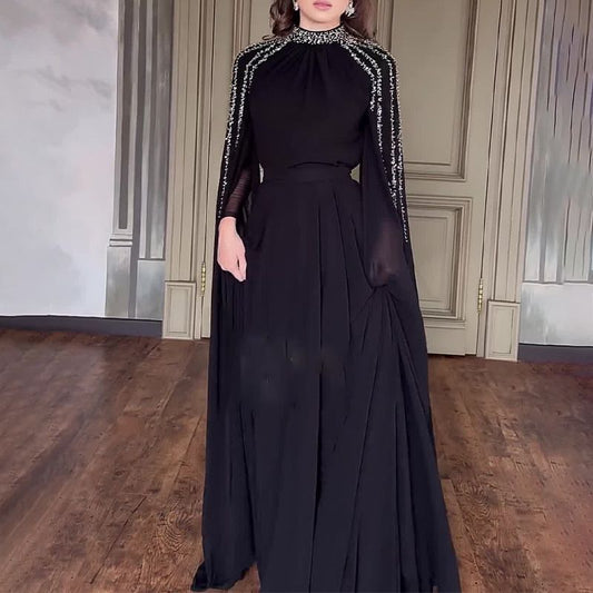 Women's Elegant Stylish Rhinestone Robe Gown Evening Dresses