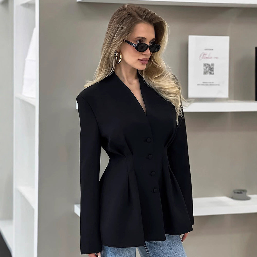 Women's Elegant Slim Fit Black Small Commuter Jackets