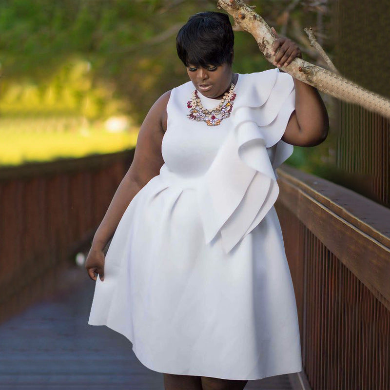 Women's Round Neck A- Line Large Hem Dresses