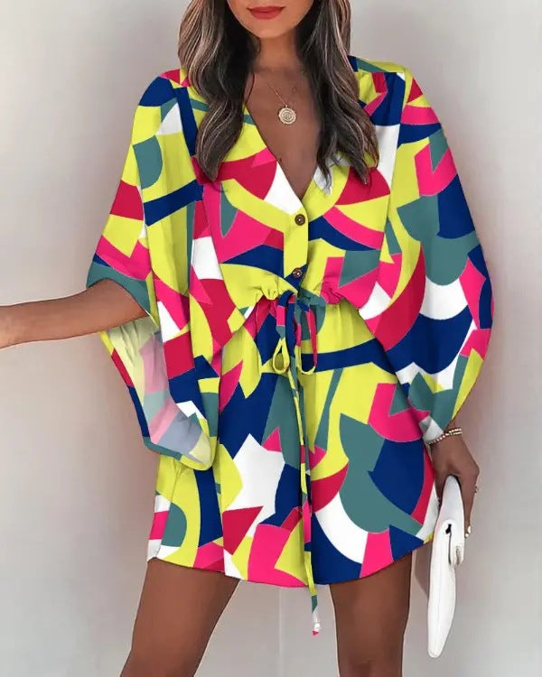 Summer Flying Flounced Sleeve A- Line Leisure Dress