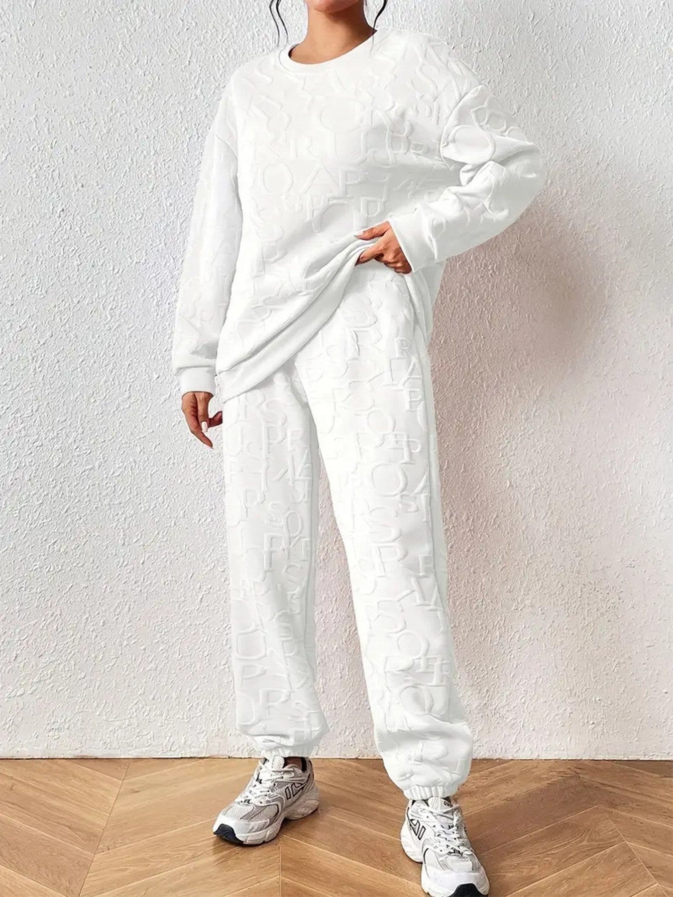 Women's Fashion Jacquard Thread Casual Two-piece Female Suits