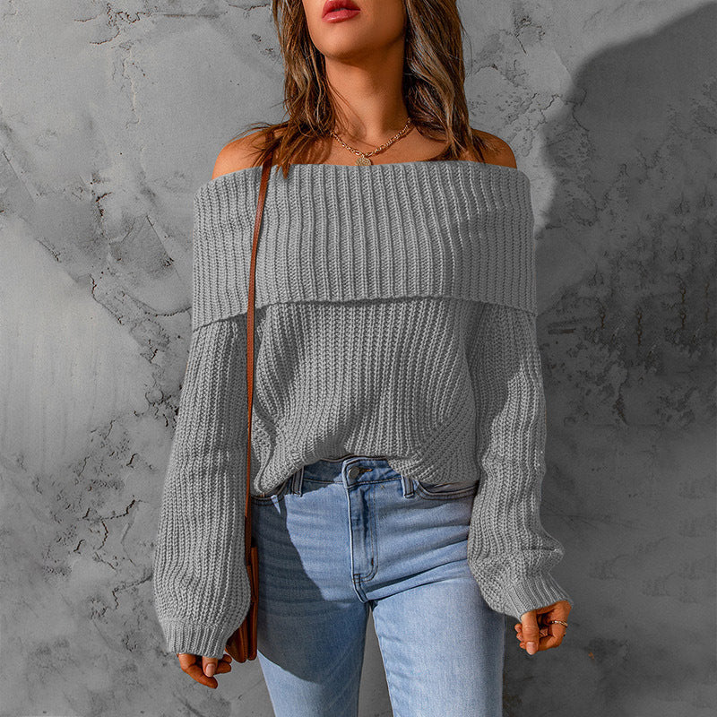 Women's Winter Solid Color Loose-fitting Elegant Temperament Sweater
