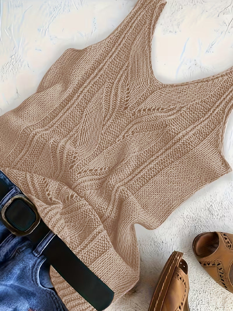 Women's Solid Color Knitted Casual Sleeve Wild Vests
