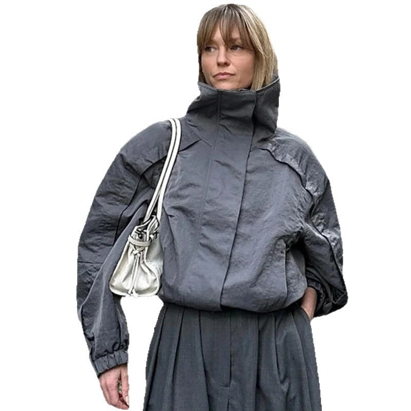 Autumn Outdoor Turtleneck Fashion Gray With Coats