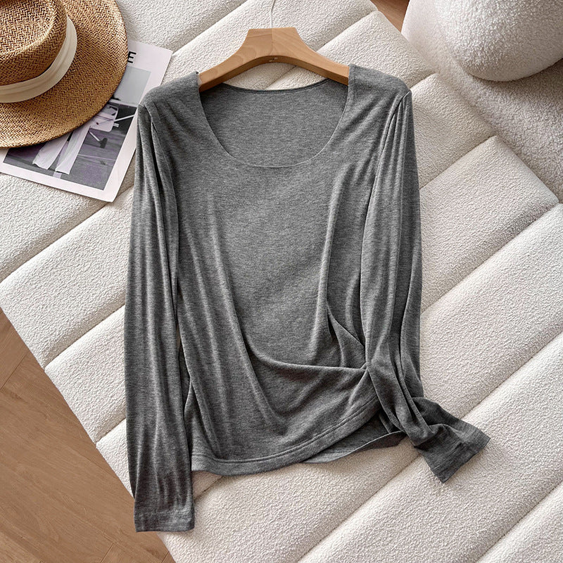 Soft Glutinous Slim Fit Base Long Blouses