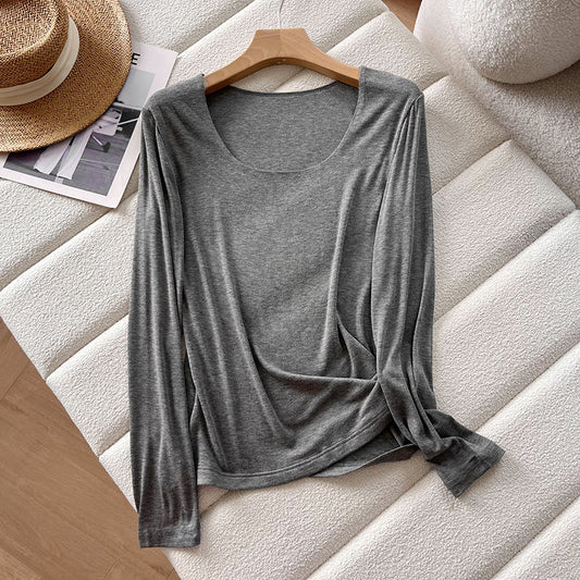 Soft Glutinous Slim Fit Base Long Blouses
