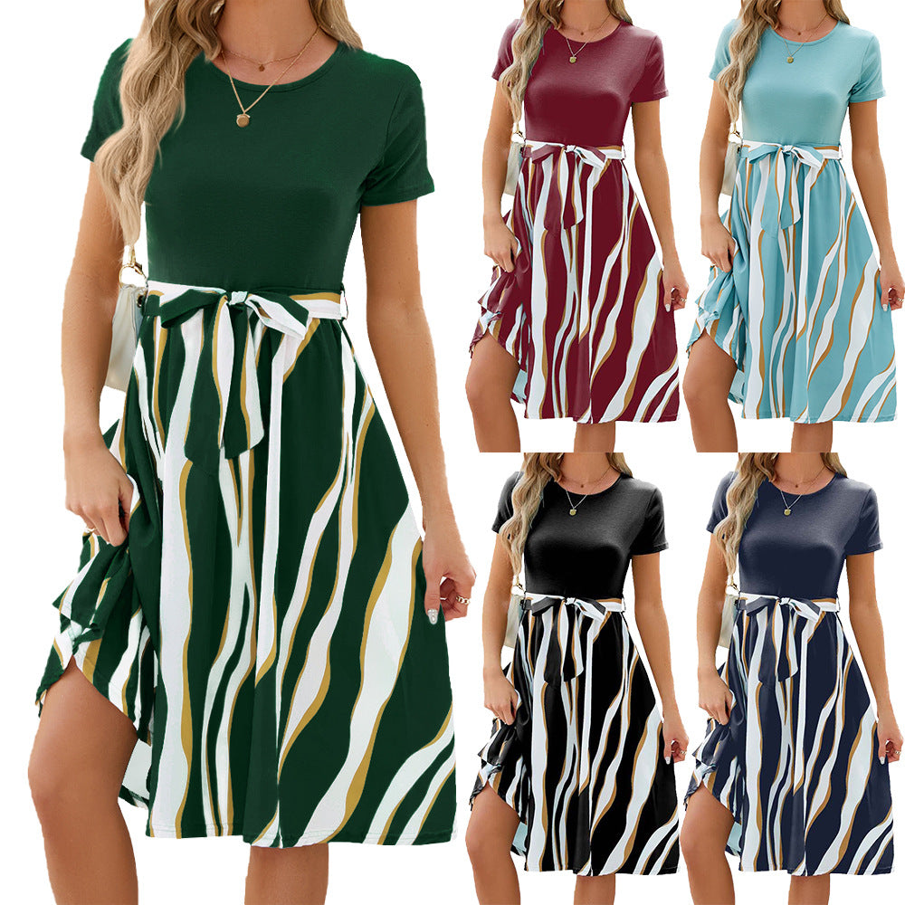 Round Neck Stitching Printing Sleeve Large Shorts