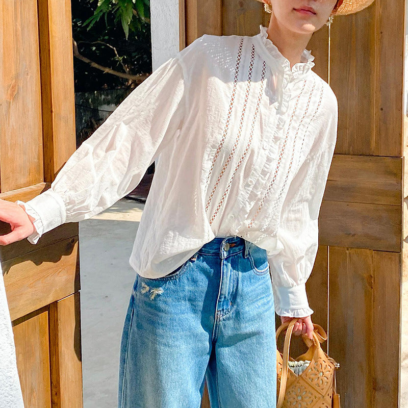 Women's White Shirt Cotton Linen South Loose Blouses