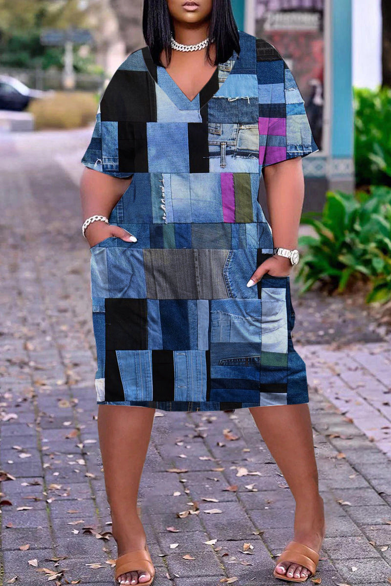 Women's Digital Printing Urban Leisure Loose Dress Dresses