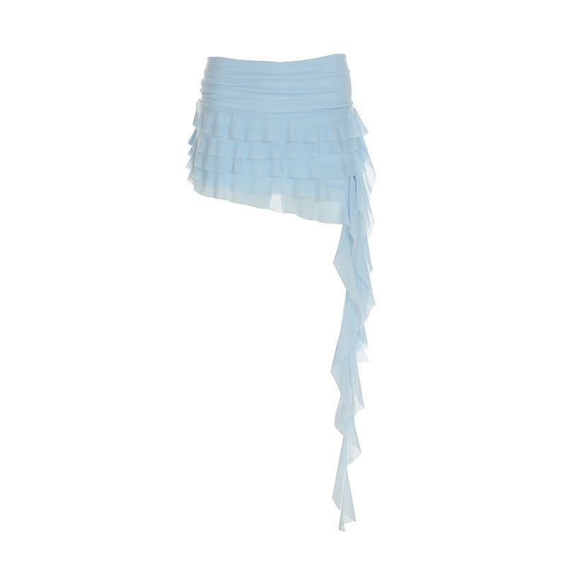 Women's Style Sexy Mesh Irregular Low Waist Skirts