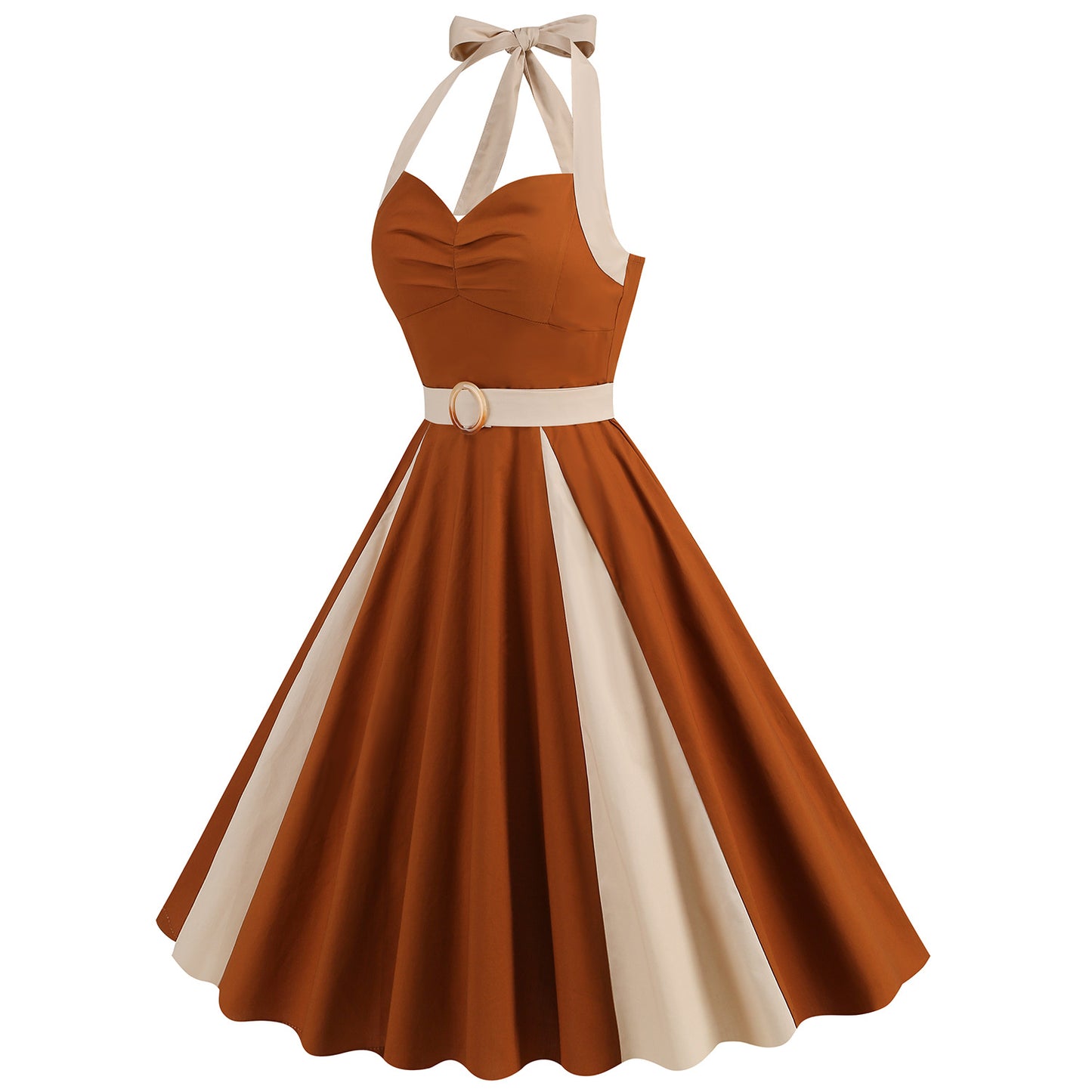 Women's Mid-length Younger Fashion Halter Large Swing Dresses