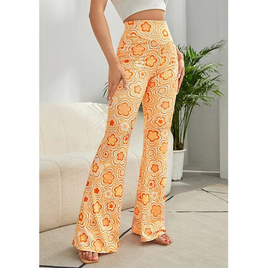 Daily Date Printing Home Casual Bell-bottom Pants