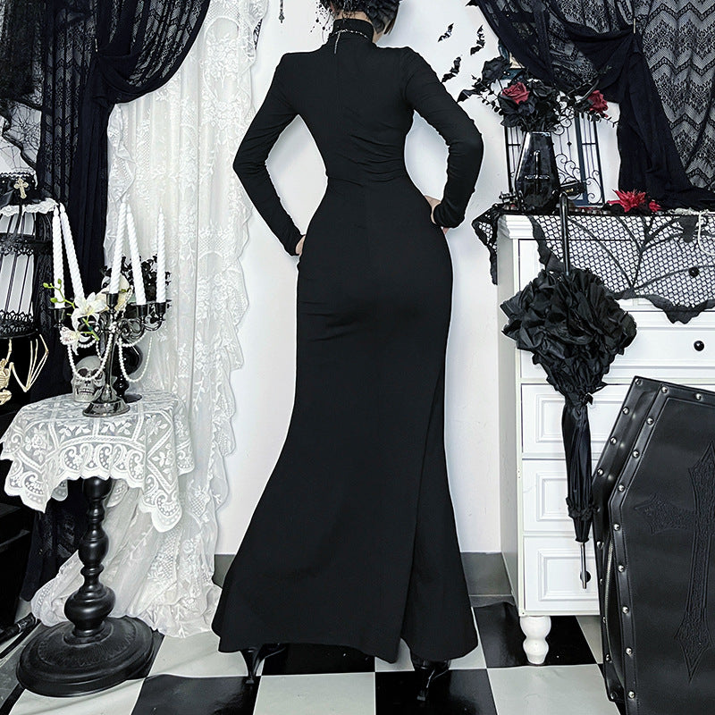 Long-sleeved Fishtail Dress Autumn Versatile Dark Style Dresses