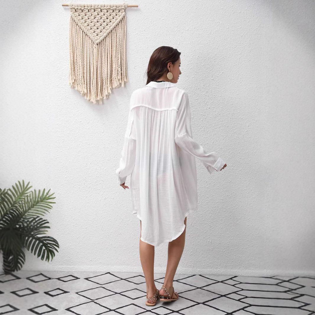 Women's Summer Solid Color Long Sleeve Shirt Blouses