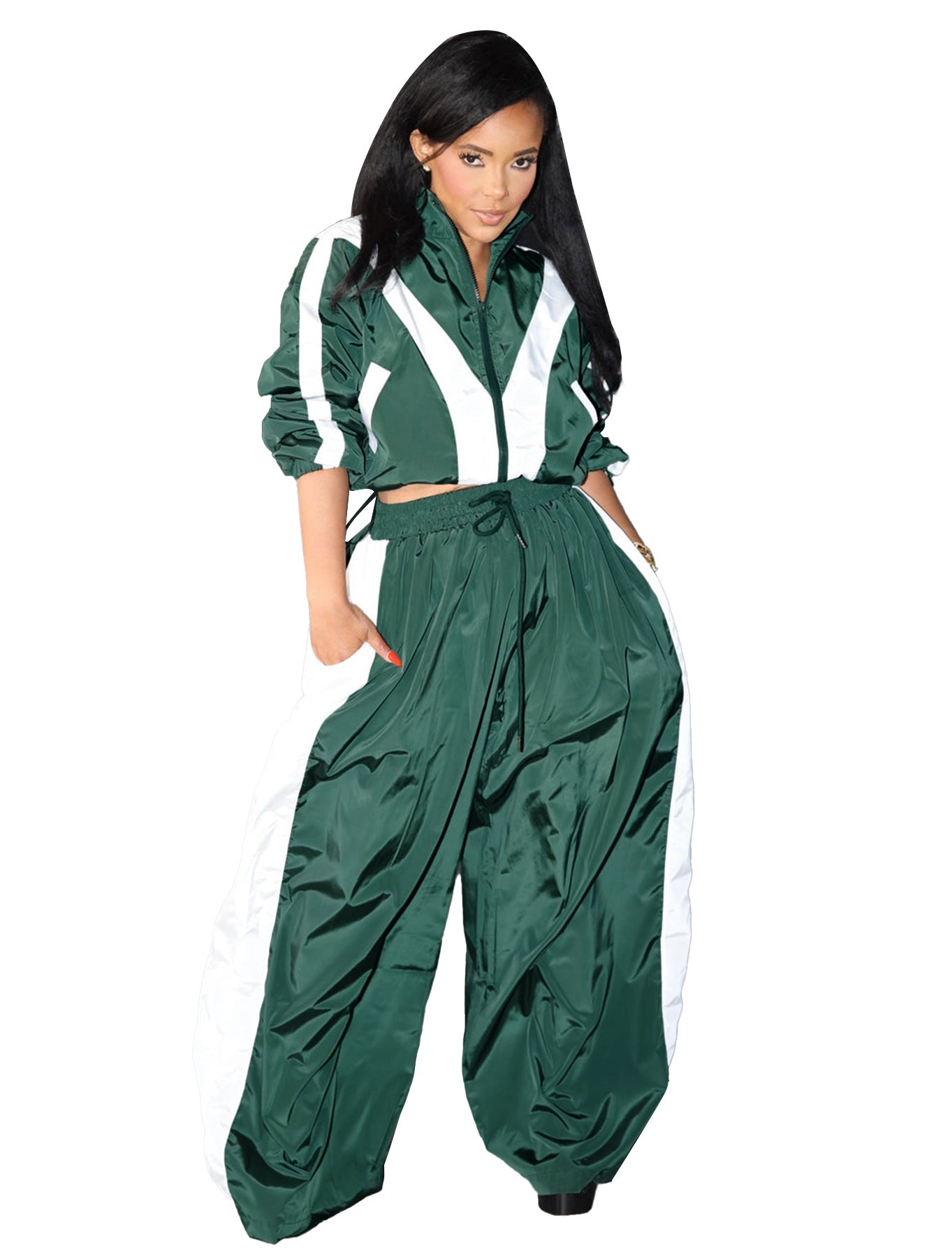 Women's Waist Stitching Contrast Color Oversized Super Fat Suits