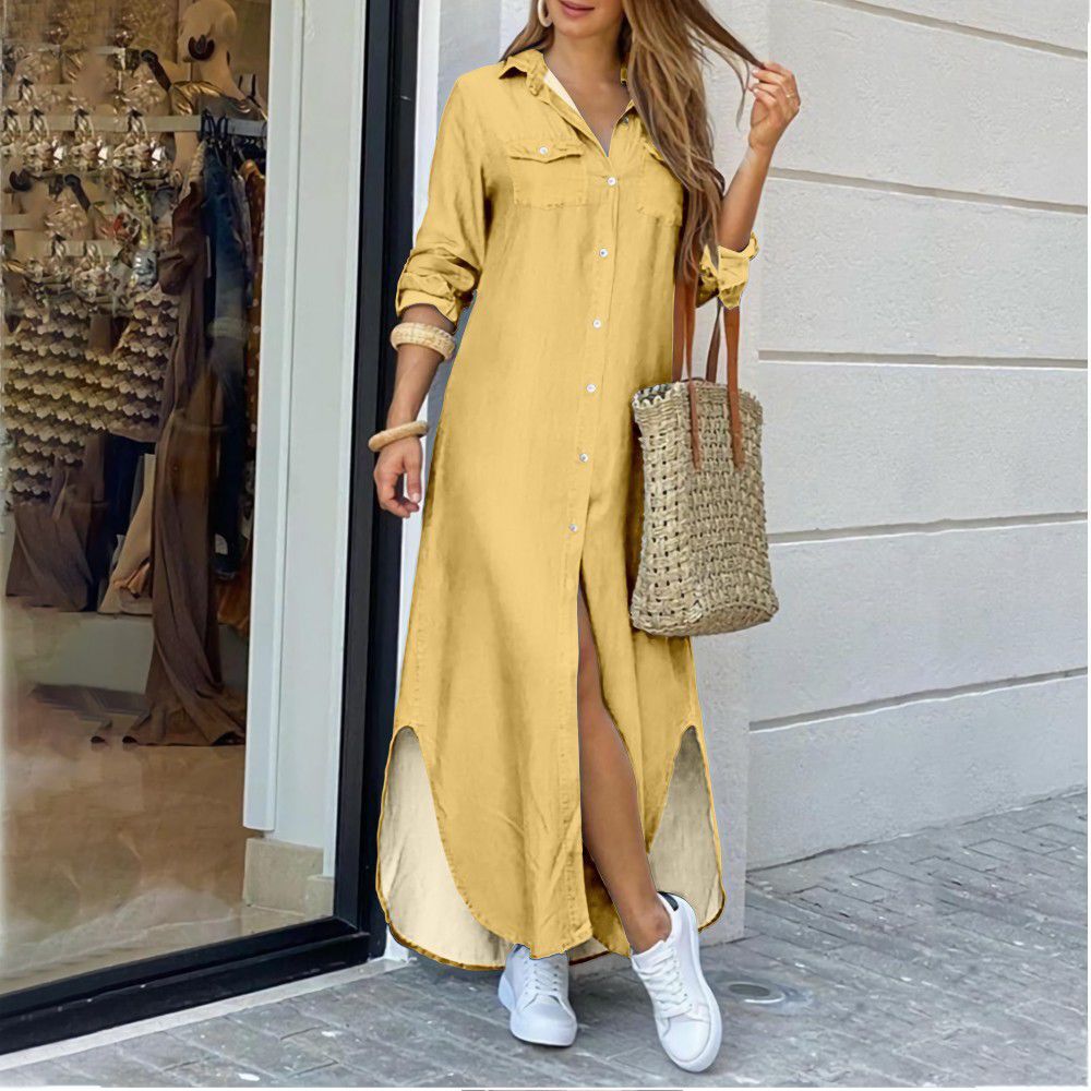 Comfortable Women's Fashion Sexy Print Shirtdress Dress