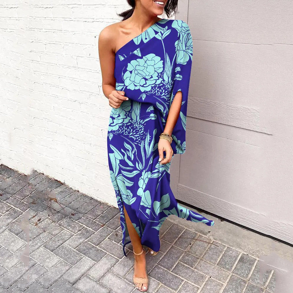 Women's Summer Loose Waist Trimming Printing Dress Dresses