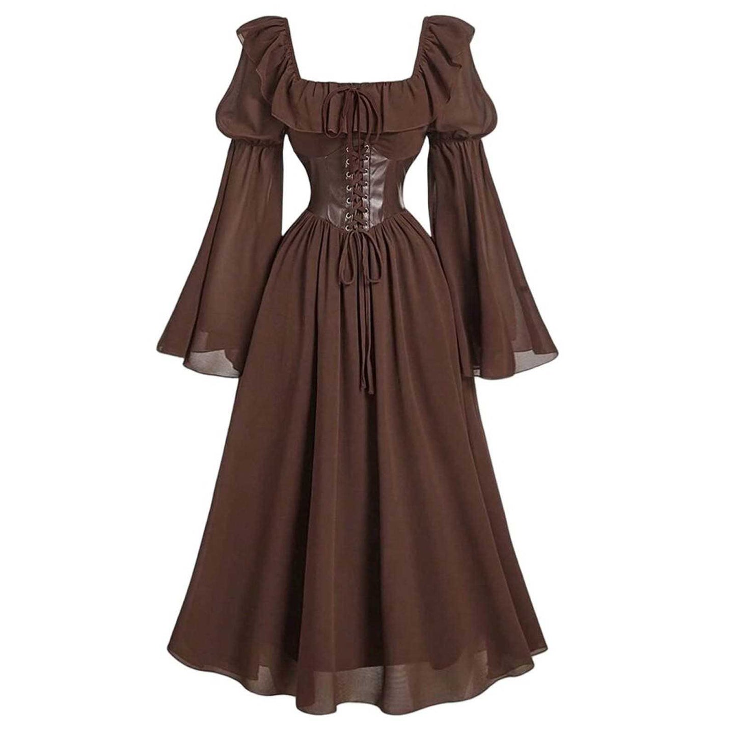 Women's Dress Flared Sleeve Waist Square Collar Dresses