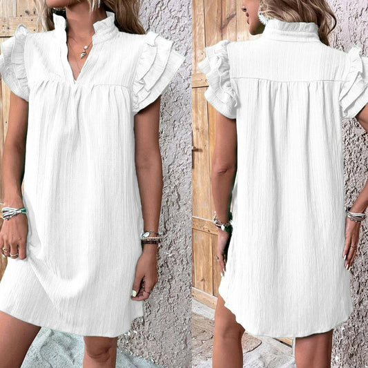 Women's Summer Fashion Versatile Ruffle Sleeve Pullover Dresses