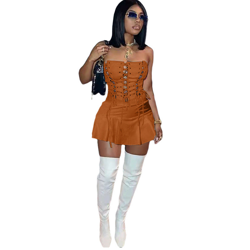 Urban Fashion Sexy Cutout Eyelet Sleeveless Dress