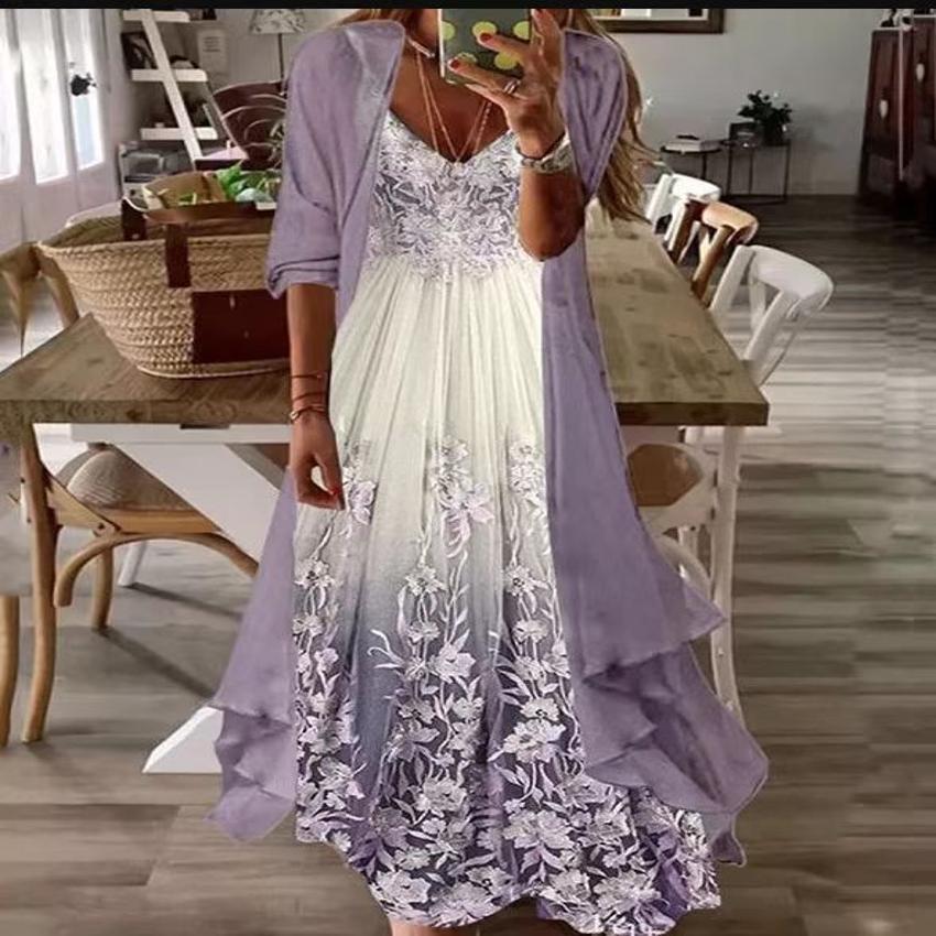 Women's Summer Print Holiday Suspender Dress Outerwear Dresses