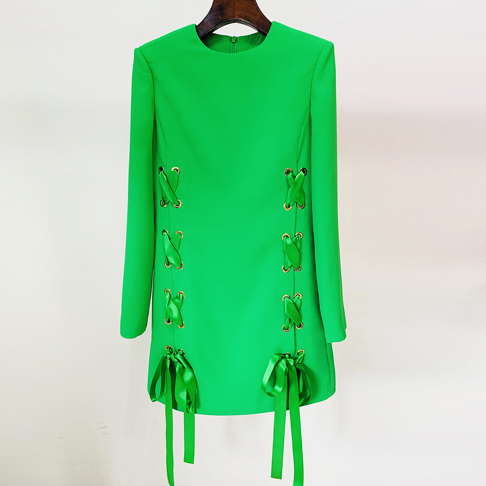 Early Spring Fashion Ribbon Rope Casual Dress