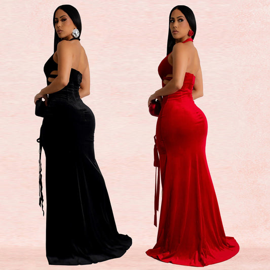 Women's Fashion Wear Bag Arm Sexy Slit Dresses