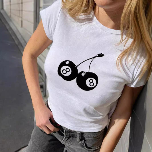 Women's Letter Heart Printing Slim Fit T-shirt Blouses