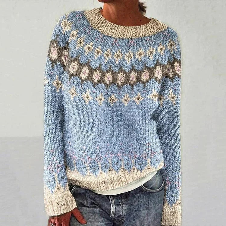 Women's Round Neck Multicolor Loose Fashion Pullover Sweater