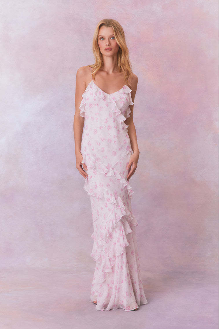 Summer Brace Sleeveless Ruffled Patchwork Long Dress