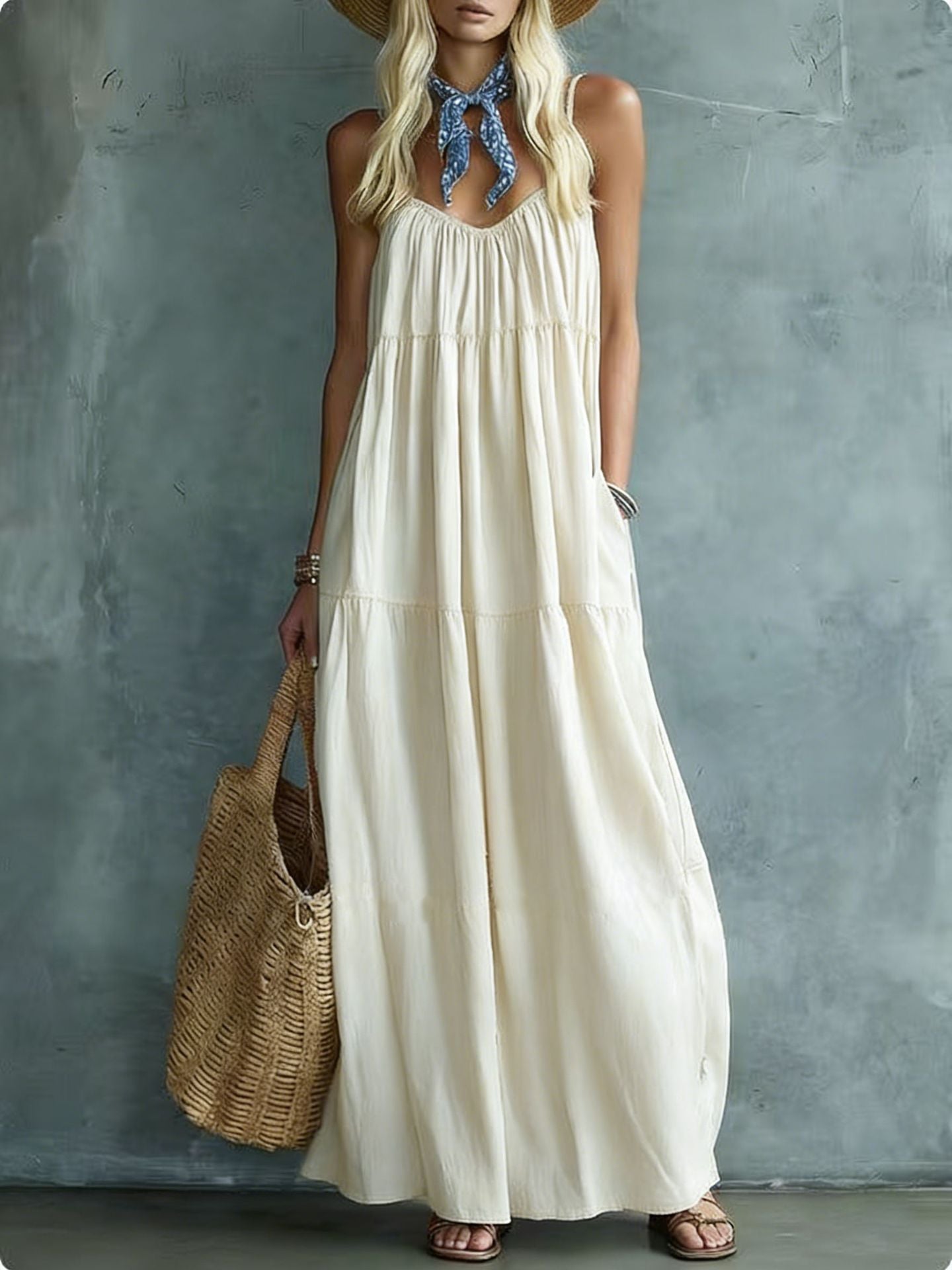 Vintage Bohemian Style Loose Vacation Blended Dress