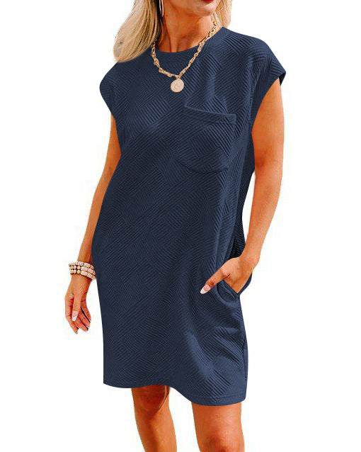 Casual Sports Round Neck Pocket Sleeve Dresses