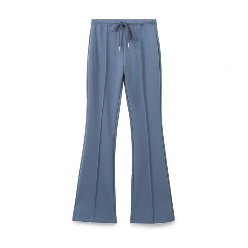 Women's American Sports Style Stitching Decorative Elastic Waist Pants