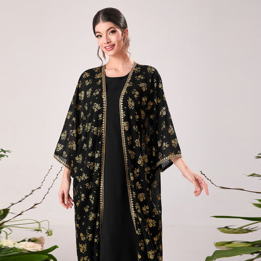 Fashion Muslim Bronzing Lace Mesh Dress Dresses