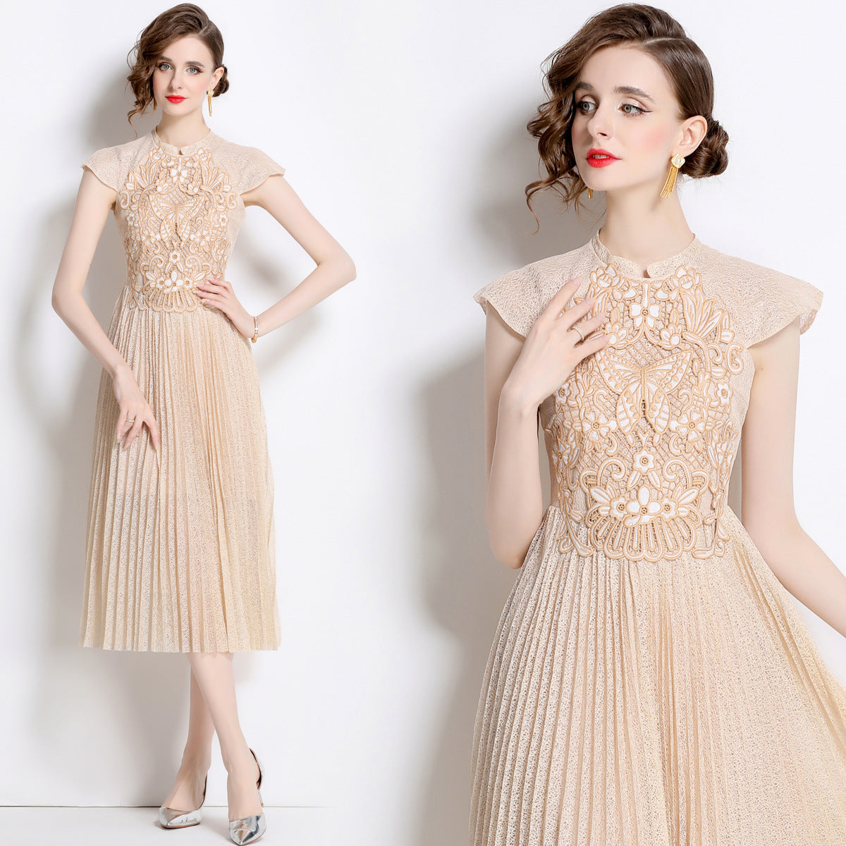 Mature Adult Ceremony Pleated Dress Sweet Western Style Formal Dresses