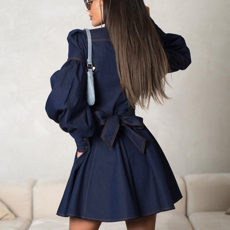 Shirt Dress Niche Design Lantern Sleeve Dresses