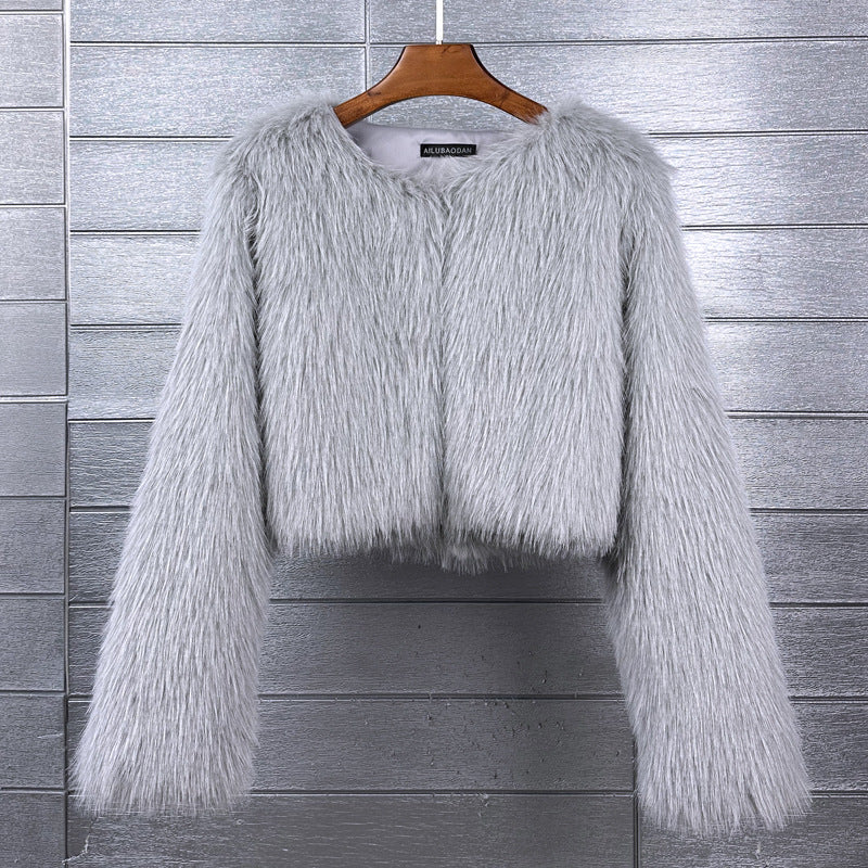 Women's Imitation Tuscan Fur Korean Style Solid Coats
